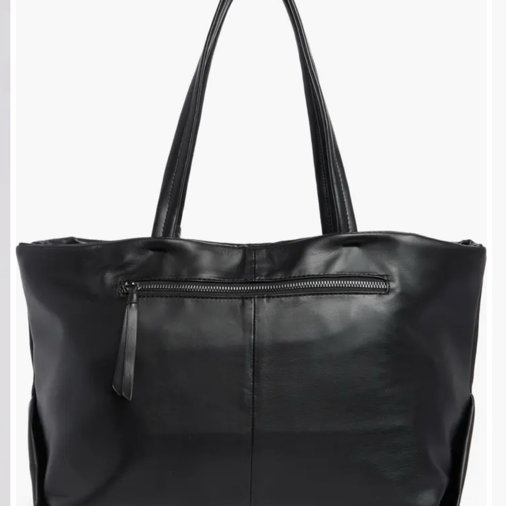 Steve Madden Black Tote Bag with Ribbed Texture -New - Picture 3 of 7